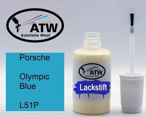 Porsche, Olympic Blue, L51P: 20ml Lackstift, von ATW Autoteile West.